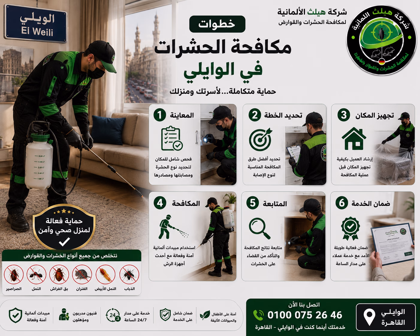 خطوات مكافحة الحشرات في الوايلي